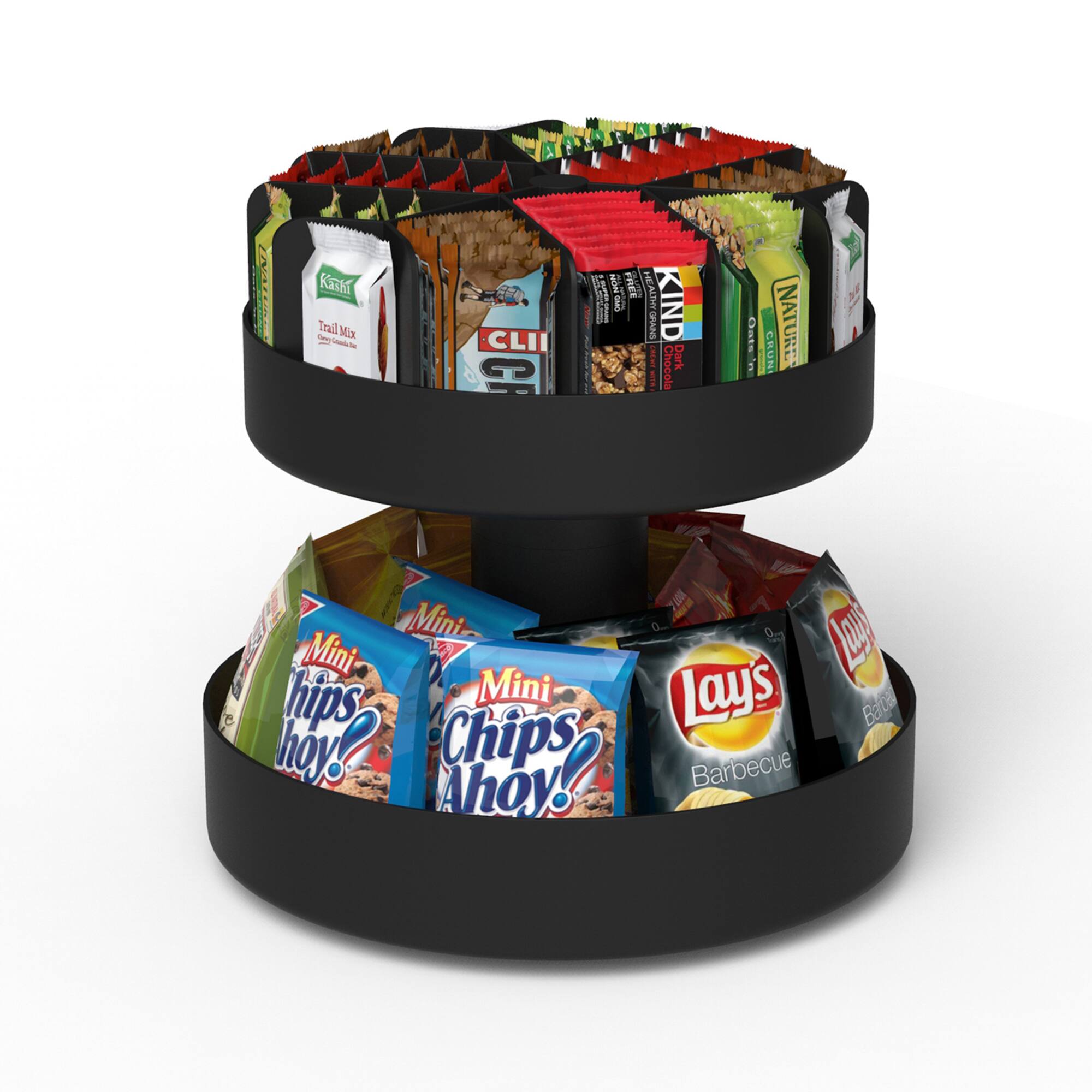Mind Reader 2-Tier Lazy Susan Granola Bar and Snack Organizer